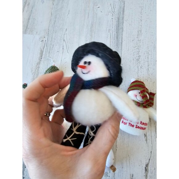 plush snowman tree country folk ornament set Xmas religious plush tree - Picture 4 of 11